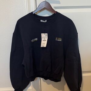 Zara Dark Blue New York SOHO Sweatshirt with Yellow Accents